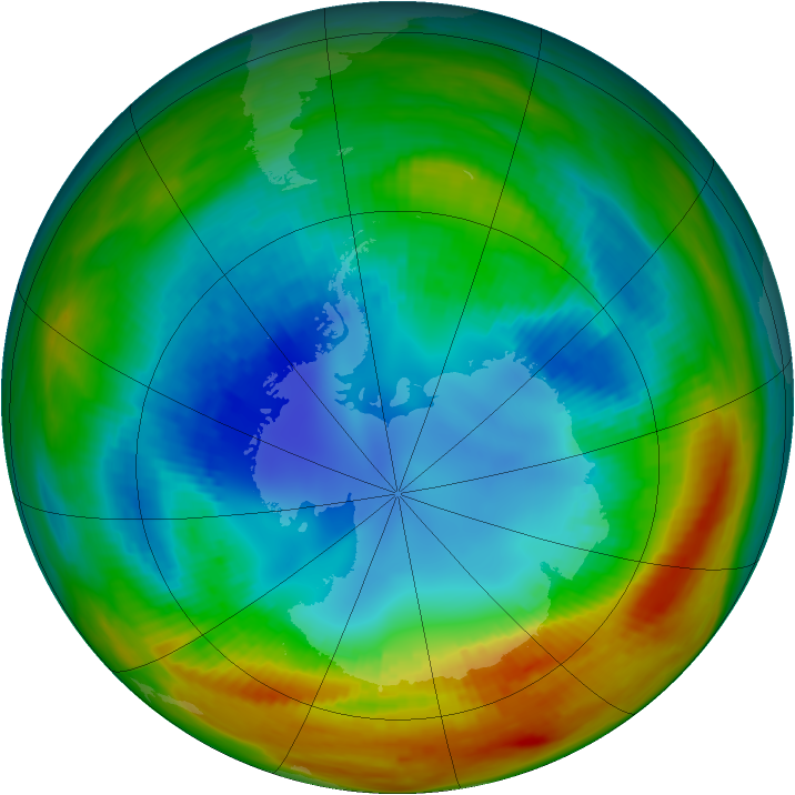 Antarctic ozone map for 17 August 1988